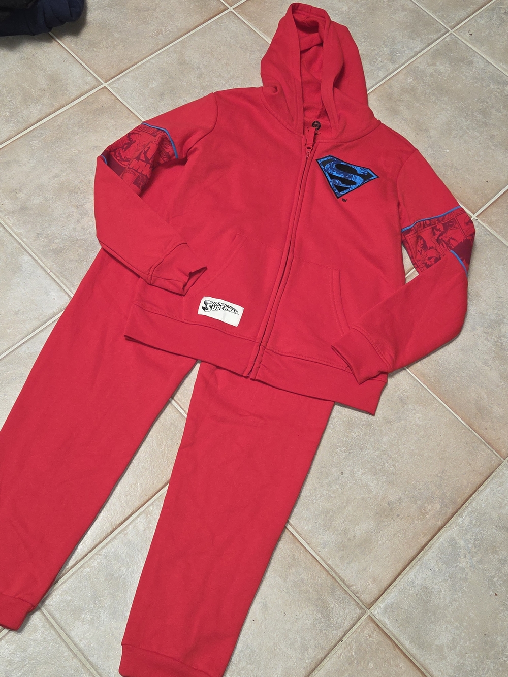 DC Comics Red Superman Logo Hoodie and Joggers Set